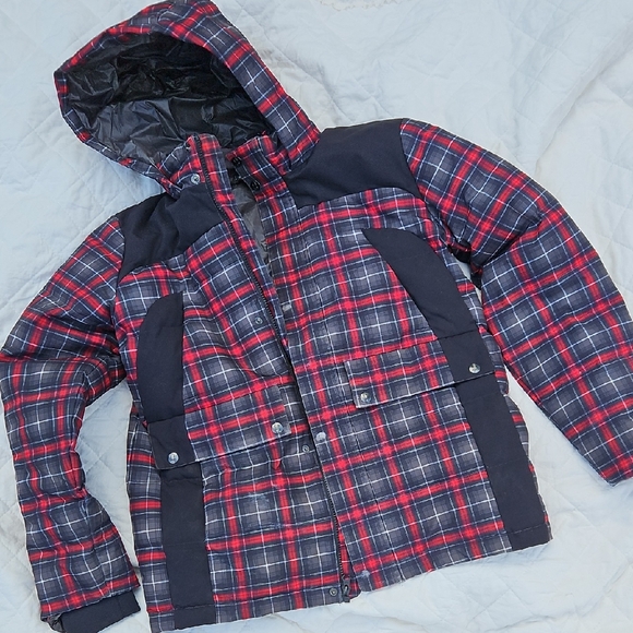 Kids XL plaid Hooded Down SPYDER jacket - Picture 1 of 10